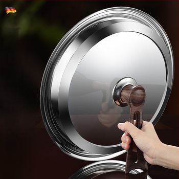 Кръгъл капак за вок от закалено стъкло и неръждаема стома-на, устойчив на високи температури, универсален