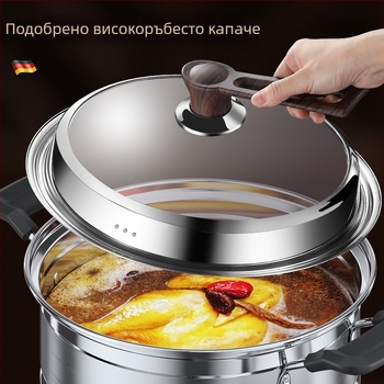 Кръгъл капак за вок от закалено стъкло и неръждаема стома-на, устойчив на високи температури, универсален