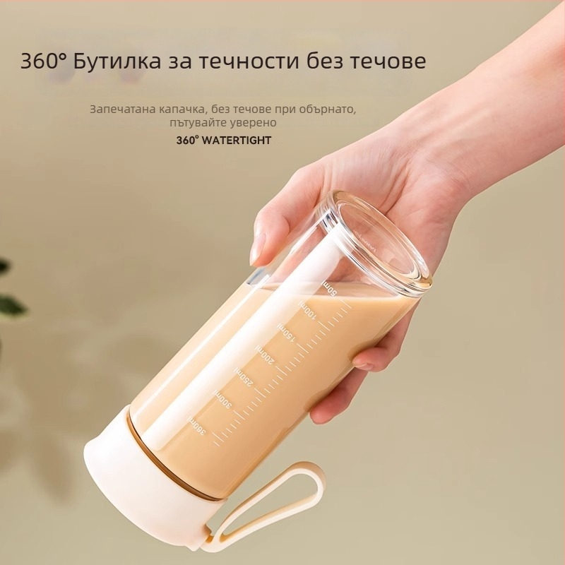 Стъклена чаша за мляко с дръжка и измервателна скала, микровълнова безопасна, преносима