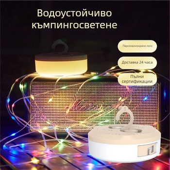 Jiadi LED лампа за къмпинг – презареждаща 5V LED лампа за стринг със ключ за включване