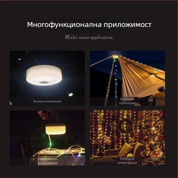 Jiadi LED лампа за къмпинг – презареждаща 5V LED лампа за стринг със ключ за включване