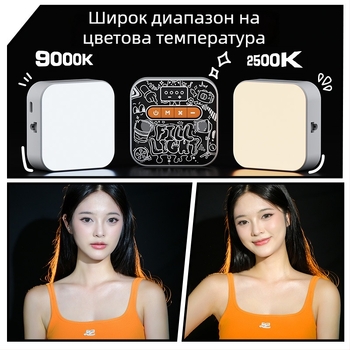 Портативна фотографска светлина M25 за мобилни телефони и камери — 3,7V, батерия 18650, регулируема яркост.