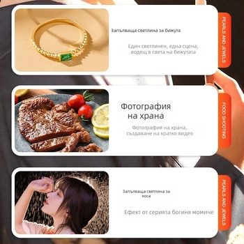 Портативна светлина за фотография с COB LED, 6500K, димер, E27 база, 24V/3A