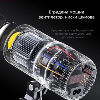 Портативна светлина за фотография с COB източник, гнездо E27, захранване 24V/3A, димерна и с регулиране на яркостта и температурата на светлината