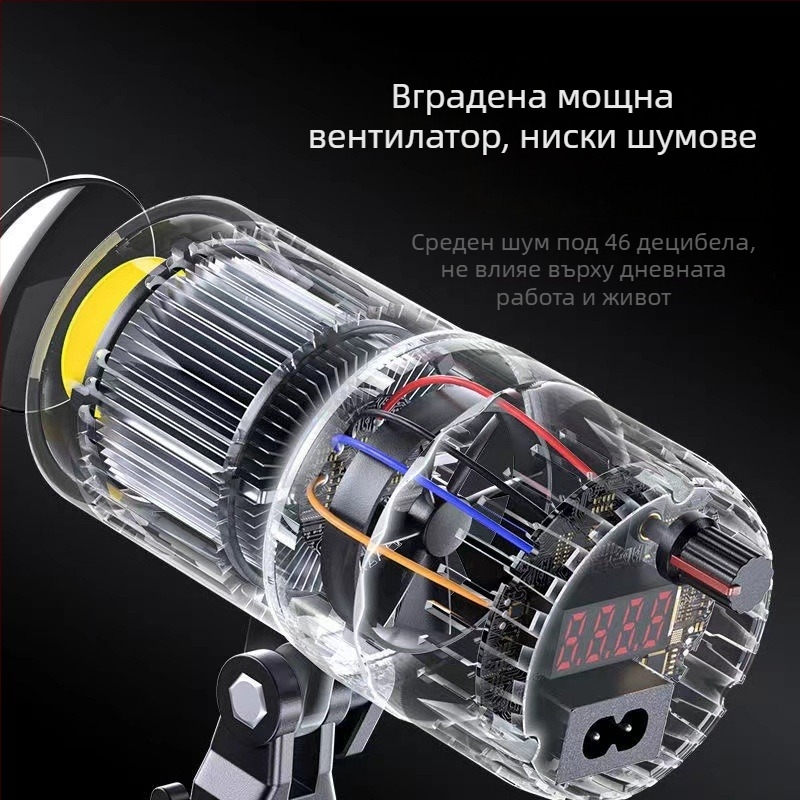 Портативна светлина за фотография с COB източник, гнездо E27, захранване 24V/3A, димерна и с регулиране на яркостта и температурата на светлината