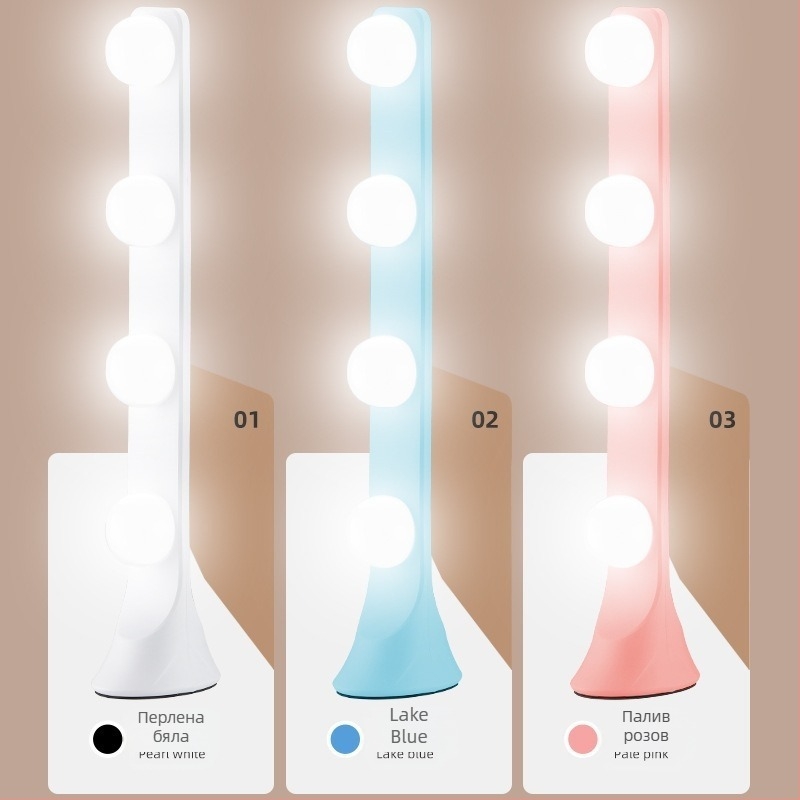 LED настолна светлина за запълване с четири реда светодиоди, 10W, вход 5V, за настолна употреба, три температури на светлината, за стрийминг на живо, фотография, видеозаснемане и грим