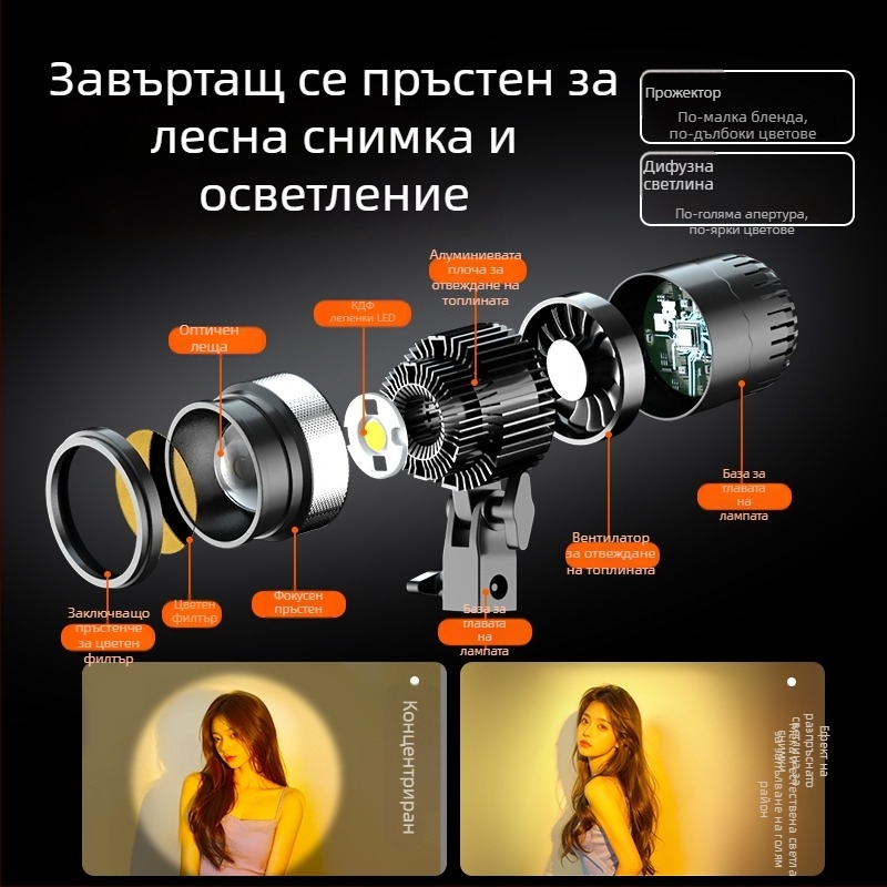 Дигитална фотографска светлина Sinoni Hair lamp, 5500K, яркост регулируема