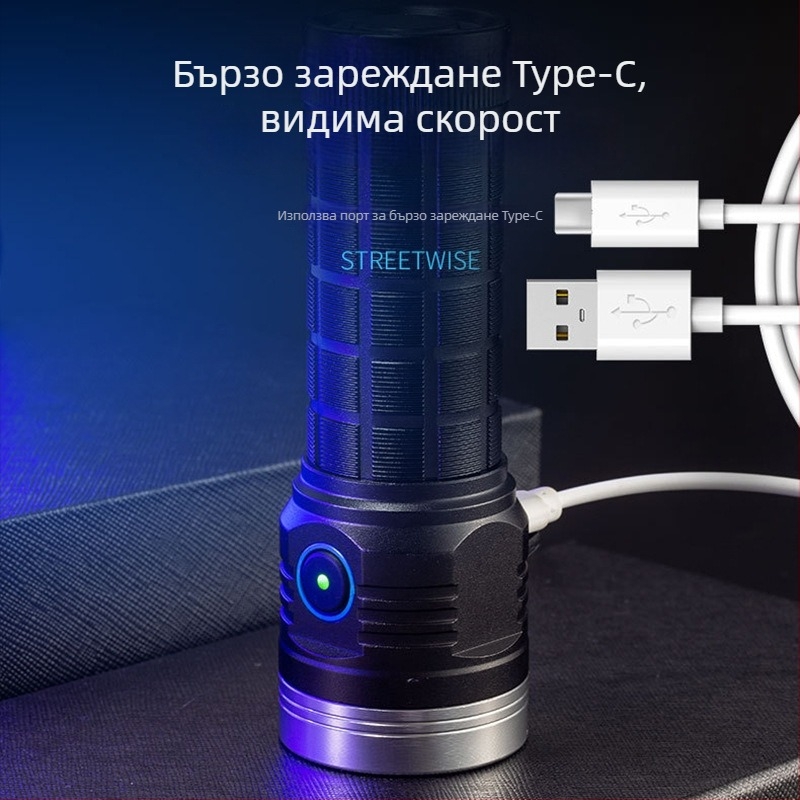 Ръчно фенерче за къмпинг: 25W, 1600lm, обхват 50–100 м, алуминиево тяло