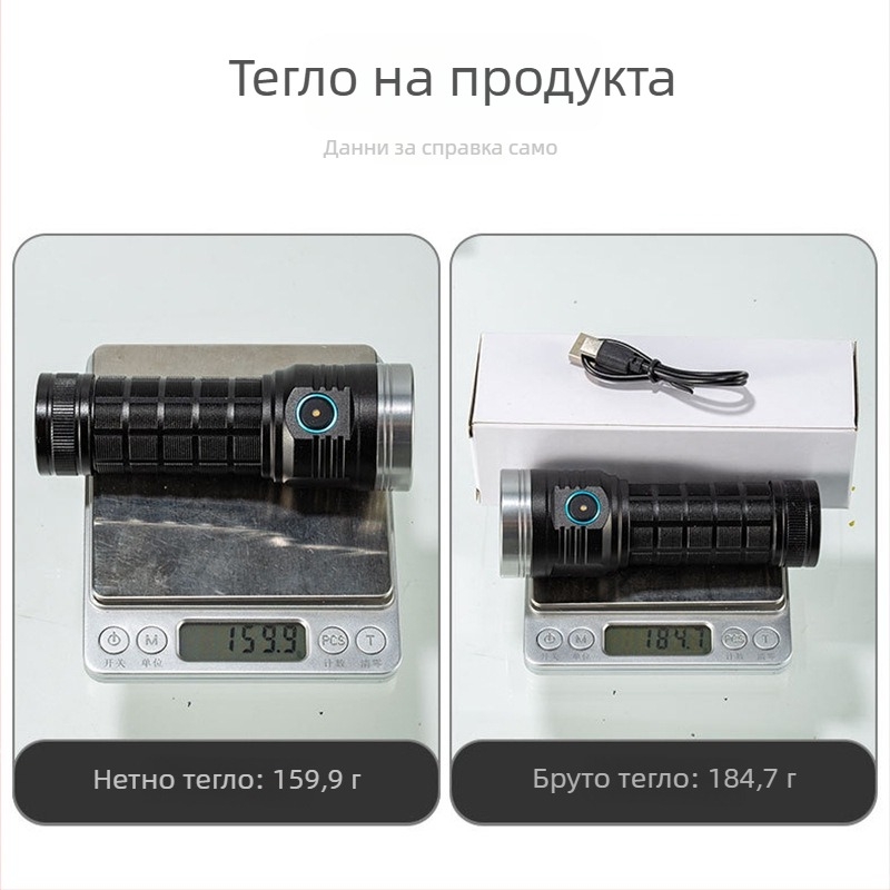 Ръчно фенерче за къмпинг: 25W, 1600lm, обхват 50–100 м, алуминиево тяло