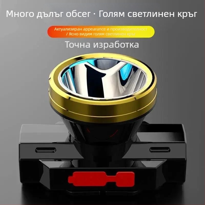 LED челник за нощен риболов — USB зареждаем, капацитет на батерията 800, мощност 15, въртене на 360°, обхват 100–200 м
