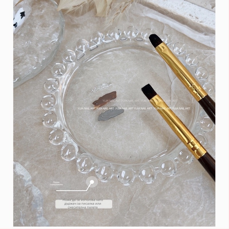 Инструменти за маникюр: lorossi палитра за нокти от кристално стъкло с държач за перлена писалка за гел лак и стъклена плоча за смесване, реквизит за снимане
