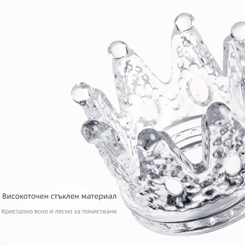 Държач за маникюр с кралска корона, стъклена кристална чаша и LED фототерапевтична писалка