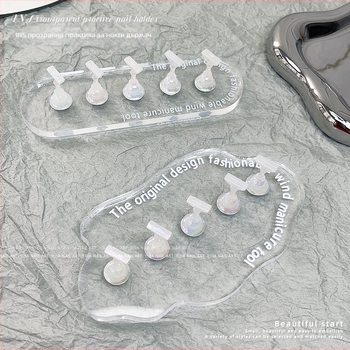 lorossi Практична основа за маникюр с акрилна палитра и държач за нокти „Аврора“ – стойка за глинени нокти и инструмент за носене