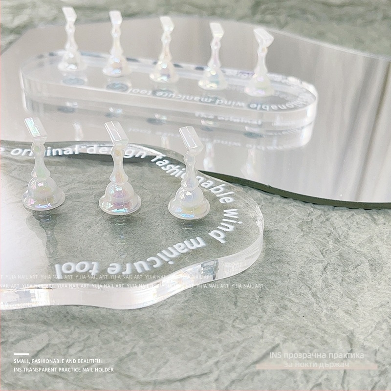 lorossi Практична основа за маникюр с акрилна палитра и държач за нокти „Аврора“ – стойка за глинени нокти и инструмент за носене