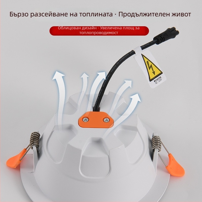 Downlight със COB LED, скрит монтаж, 220V, CRI ≥90, 3000K/3500K/4000K/5700K