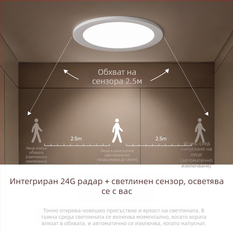 LED downlight с CRI ≥90, 4000K, безстъпково димерване, 220V, скрит монтаж