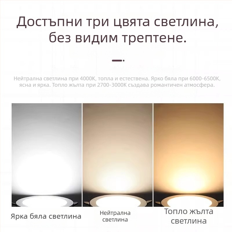 Ултра тънка LED таванна светлина, вградена, алуминиево тяло, 220V, 6500K, живот 30000 ч