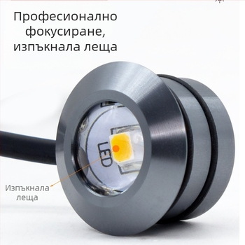 Вградена LED прожектор за котешко око за витрини и винени шкафове, 12V ниско напрежение, кръгъл корпус от алуминиев сплав, скрит шкафов осветител