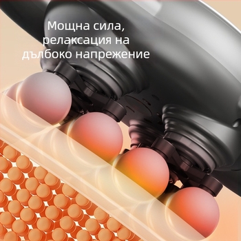 Миофасциален масажор с 6+ глави, мотор с четки, мулти-скоростна настройка, шум 36–45 дБ, без вградена батерия