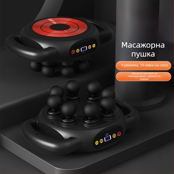 Fascia Gun масажор за мускули - 4 глави, мотор с четки, вградена батерия 1200–2000 mAh, LCD дисплей, 5+ скорости (шум под 36 dB)