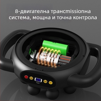Fascia Gun масажор за мускули - 4 глави, мотор с четки, вградена батерия 1200–2000 mAh, LCD дисплей, 5+ скорости (шум под 36 dB)