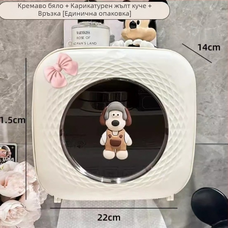 Стенно монтирана пластмасова кутия за салфетки за баня — водоустойчива, мултифункционална, с отделение за сваляеми салфетки