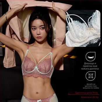 Сутиен във френски стил с кристални чашки, 3/4 чашки, ултра тънък модел, дишащ, регулируема опора, дантела