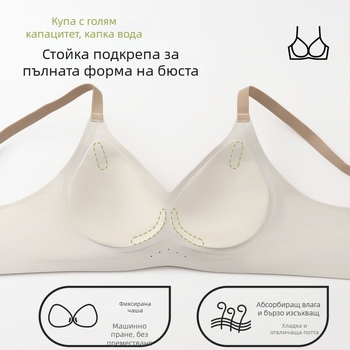 Безшевен повдигащ бюстгальтер, 3/4 чашка, тънки формовани чашки, без метални пръчки, фиксирани презрамки