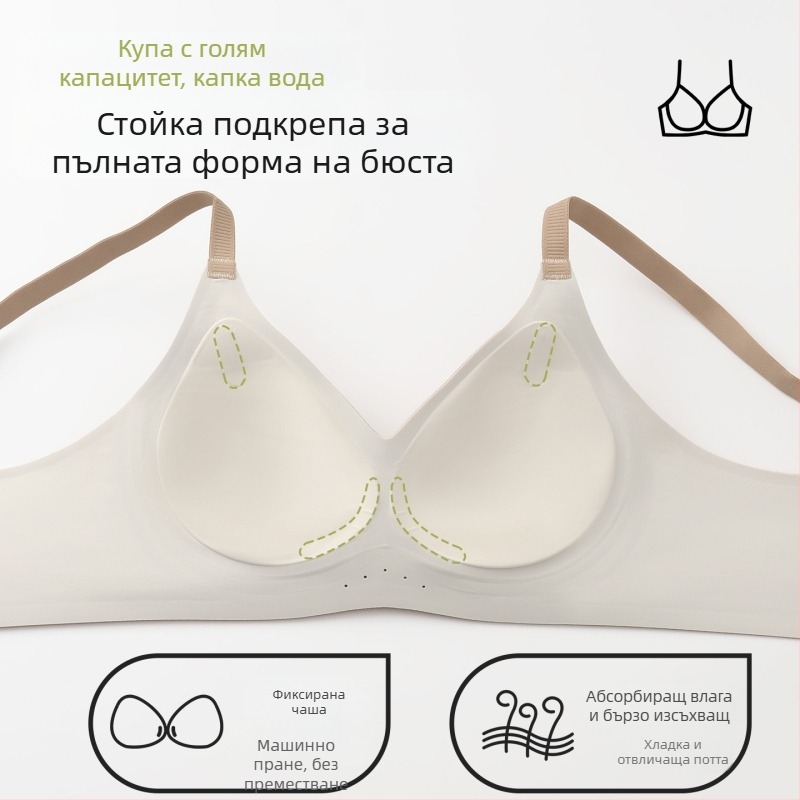 Безшевен повдигащ бюстгальтер, 3/4 чашка, тънки формовани чашки, без метални пръчки, фиксирани презрамки