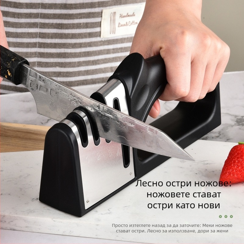 Четири в едно ръчна острилка за ножове за домашна кухня с волфрамова стомана и керамични повърхности