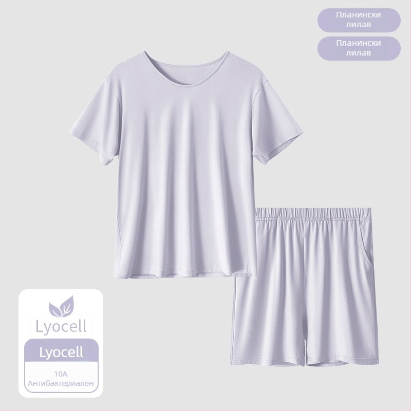 Lyocell дамски домашен комплект пижами – антибактериален, дишащ, лека материя, кръгло деколте, 3/4 ръкав, къси панталони