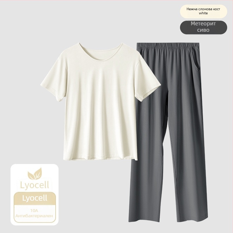Lyocell дамски домашен комплект пижами – антибактериален, дишащ, лека материя, кръгло деколте, 3/4 ръкав, къси панталони