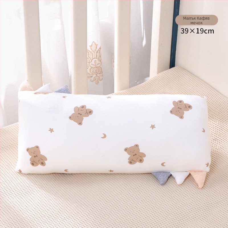 Детска възглавничка, правоъгълна, с бамбукови влакна и памучно ядро, нисък профил 1–5 см, карикатурен стил