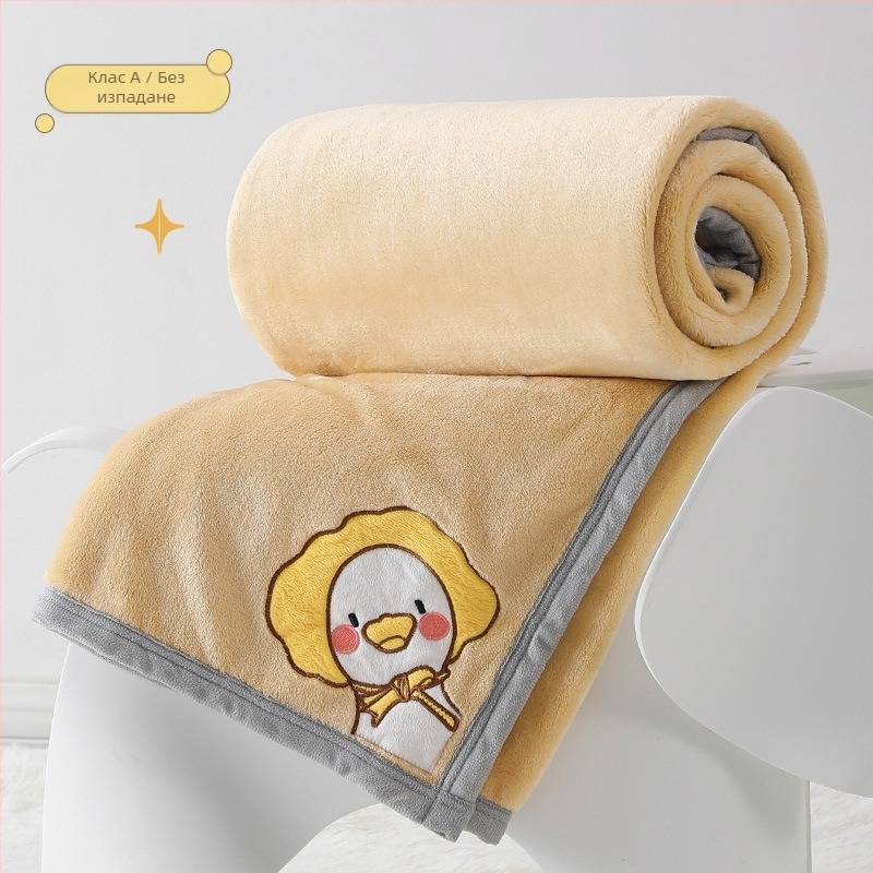 Фланелено одеяло с бродерия на лого, тегло 300–500 g, подходящо за всички сезони, за деца на възраст 6–12 г