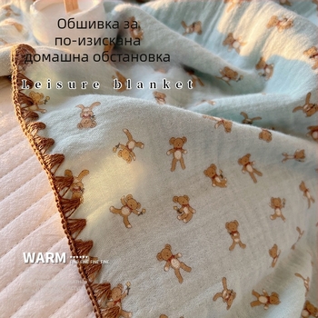 Бебешко памучно одеяло за новородени - чист памук тъкан, пълнеж памук