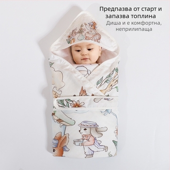 Завивка за новородено от бамбукови влакна, лятна тънка версия, до 0,5 кг, карикатурен дизайн