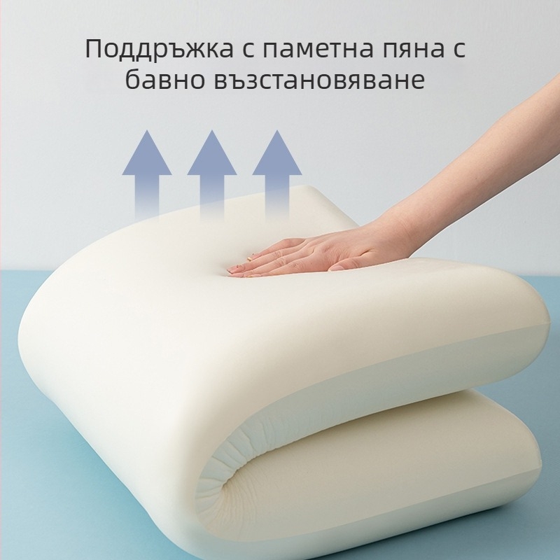 Паметова пяна - правоъгълна форма, ядро от паметова пяна, пълнител полиуретан, калъф полиестерно влакно, 3D рязане, еднослойна конструкция