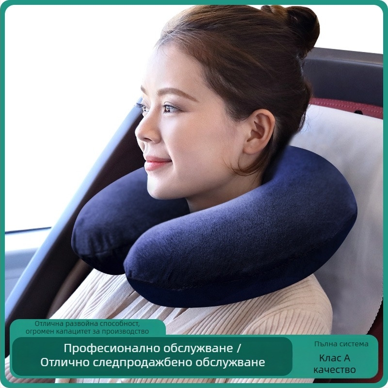 Латексова възглавница за врата, U-образна, за пътуване със самолет и кола, естествен латекс 80–90%, Crystal Velvet покритие