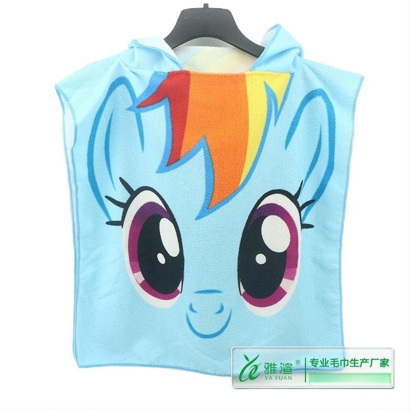 Детски халат за баня с качулка от суперфинно влакно, реактивен печат на карикатура, тегло 200-300 g, полиестер 150D, персонализирани шарки