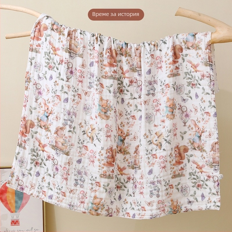 Бебешка марля кърпа за къпане с картинен мотив – всесезонна, 300–400 г, 40 нишки, печат