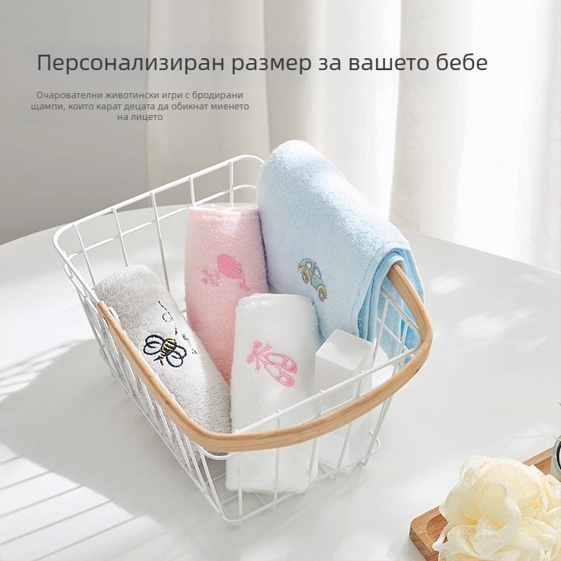 Кърпа за лице от памук с бродерия Sanli, 32S нишки, тегло под 50 g
