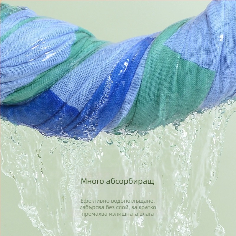 Бебешка трислойна марля баня кърпа, памук 50%/вискоза 50%, 32 нишки, подгъната, тегло 200–300 g