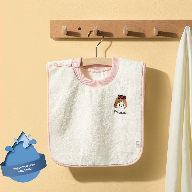 Kangbeibang Детски водоустойчив биб за миене на лице и зъби, памучен над 95%, мултифункционална кърпа за избърсване на лицето, модел едноцветен или карикатурен, безопасност Категория A, за деца 0–8 години