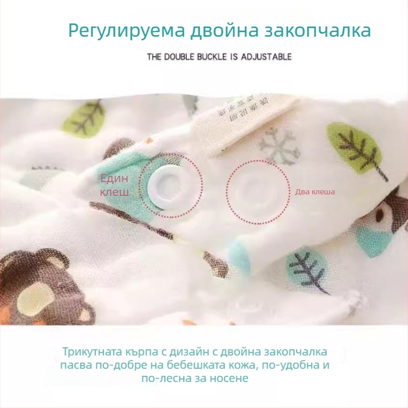 Бебешки триъгълен лигавник от чист памук, шестслойна балонова марля, за новородени, с карикатури и цветни шарки, абсорбиращ и дишащ