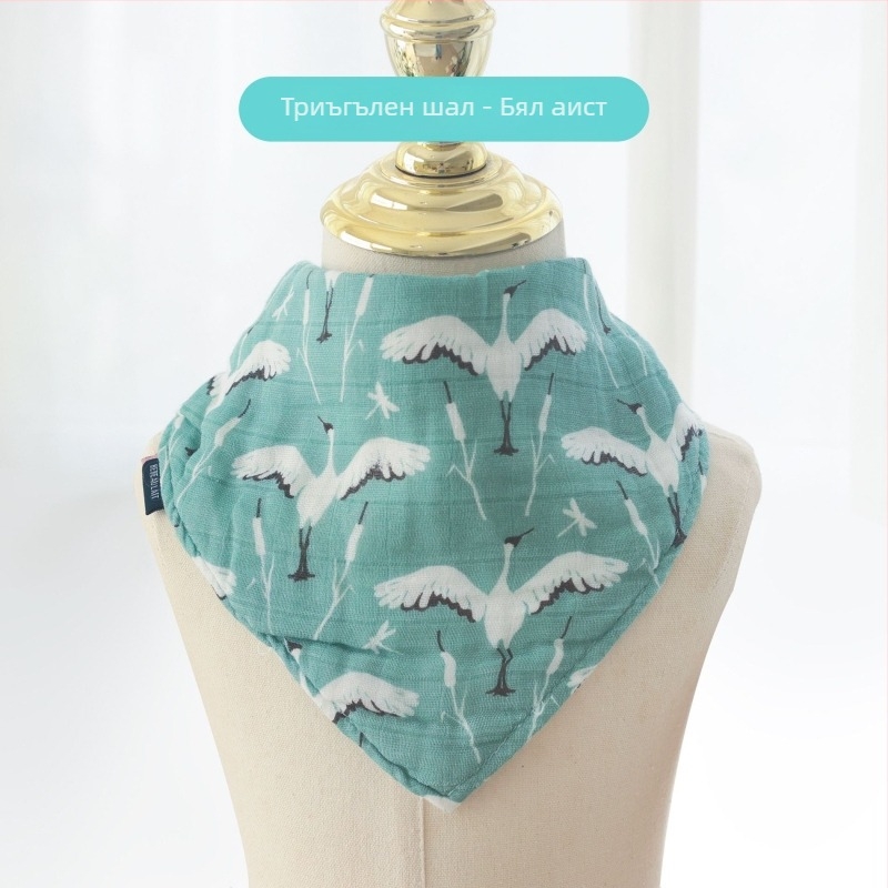 Бебешки триъгълен биб за новородени, абсорбиращ, 70% бамбукови влакна + 30% памук, карикатурен дизайн