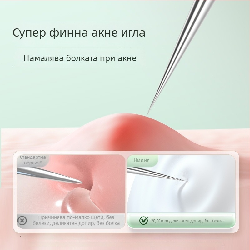 Професионален комплект игли за акне с ултра-остри тънки игли и екстрактор за черни точки, неръждаема стомана – марка Nilia
