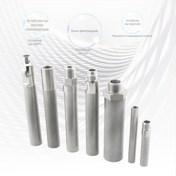 316L неръждаема стомана, резбован филтър елемент, прахообразно синтерован филтър, висока температура, микронно ниво прецизност, 98% адсорбция, порьозност 35–45%