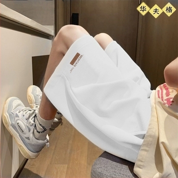 Мъжки вафелни къси шорти, прави крачоли, средна-ниска талия, полиестер, микроеластични