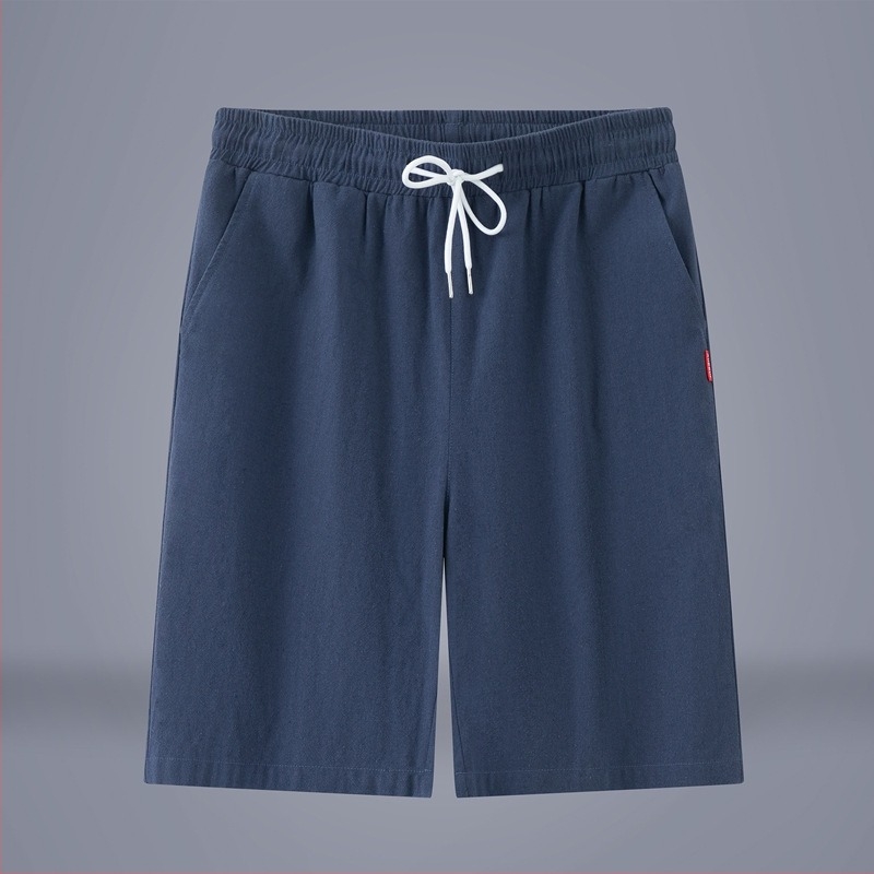 Мъжки къси панталони от 100% памук, средна дължина, права кройка, дишащи, с връзка за затваряне