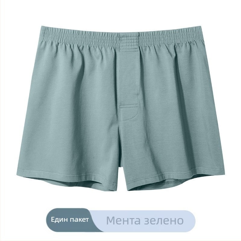 Мъжки памучни боксерки, свободна кройка, средна талия, плетена материя, 90–95% памук.